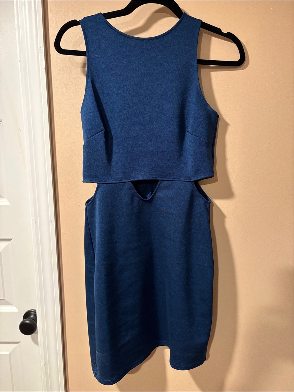 Sleeveless Blue Cutout Midi Dress